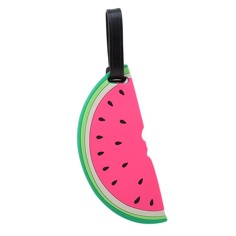 Kawaii Voedsel Vorm Koffer Bagagelabel Cartoon Id Adres Holder Siliconen Bagagelabel Draagbare Label Reizen Accessoires: Red Half Watermelon