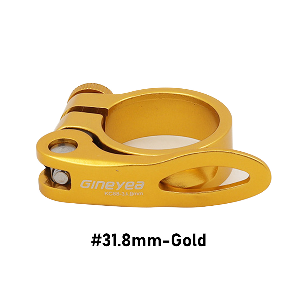 Alloy Bike Seat Clamp Aluminium Quick Release Mountain MTB BMX Road Bike bicycle Seatpost Clamp: 31.8mm-Gold