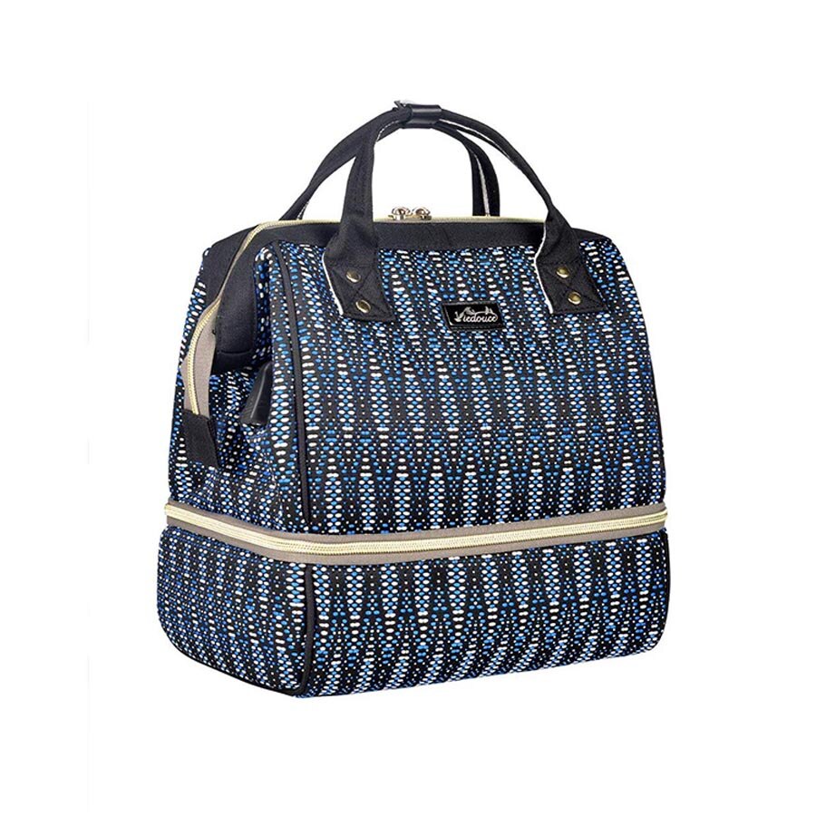 Viedouce thermal insulated school lunch bag travel usb diaper kid men women office lunch cooler box bag for women men kids lunch: blue white