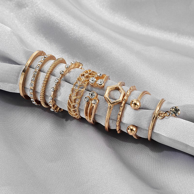 8 teile/satz Kristall Strass Öffnen Index Finger gemeinsam Schwanz Geometrische Frauen Finger Jewlery Zubehör