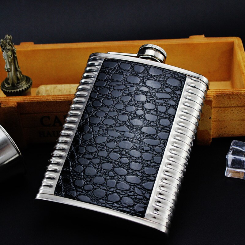 Mini bouteille de Whisky 8oz sans Bpa, Flagon de Vodka, flacon de hanche d&#39;alcool en acier inoxydable 18/8, ensemble de boîte en cuir Pu