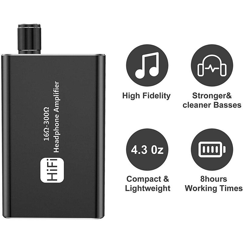 Headphone Amplifier , Portable HiFi 3.5mm Headset Amplifier Compatible Phone,Tablet, MP3/4 and Computers