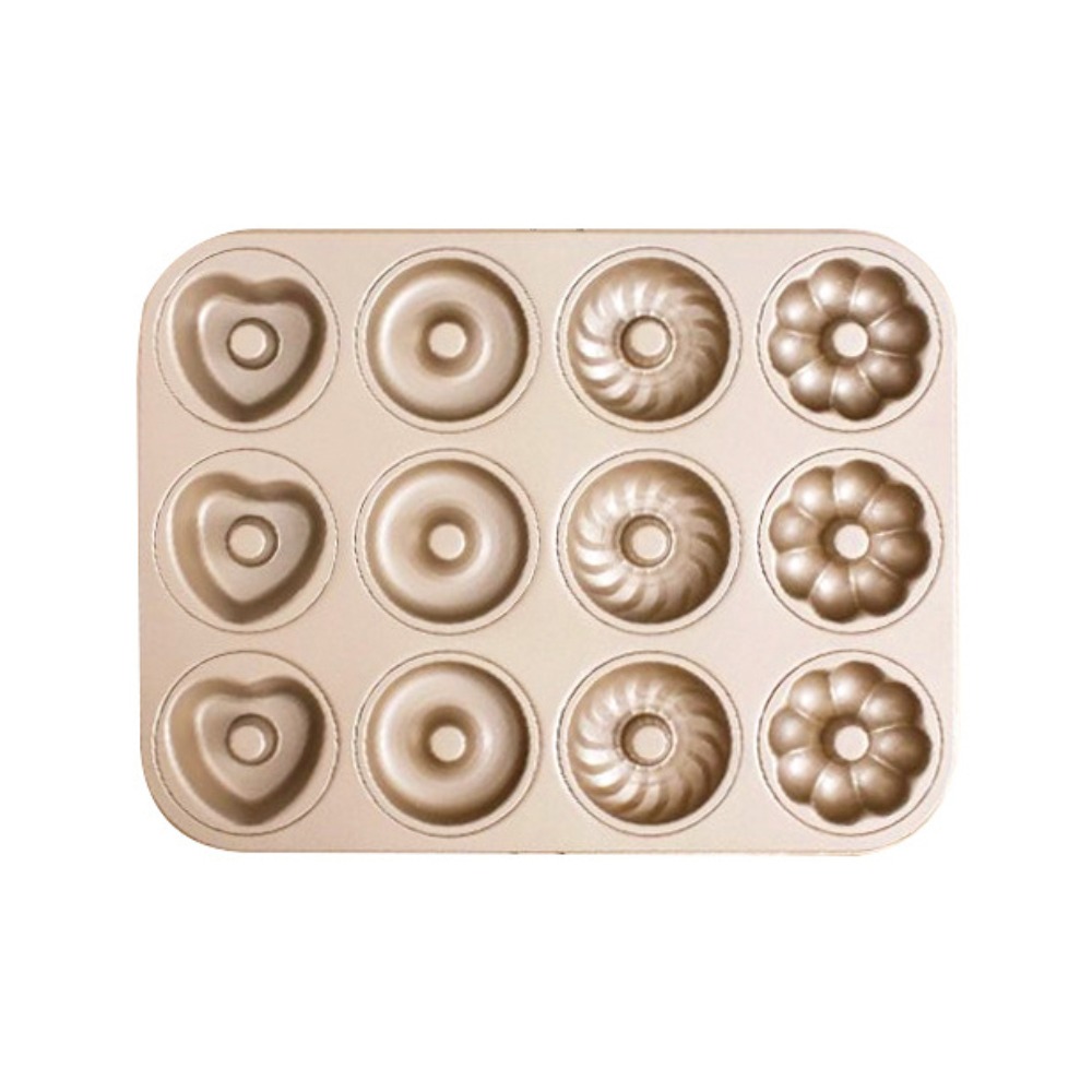 Stampo da Forno per Donut e Muffin a 6/12 Cavità, Antiaderente, 4 Forme, Riutilizzabile in Acciaio al Carbonio, per Uso Domestico e Professionale: Chiaro