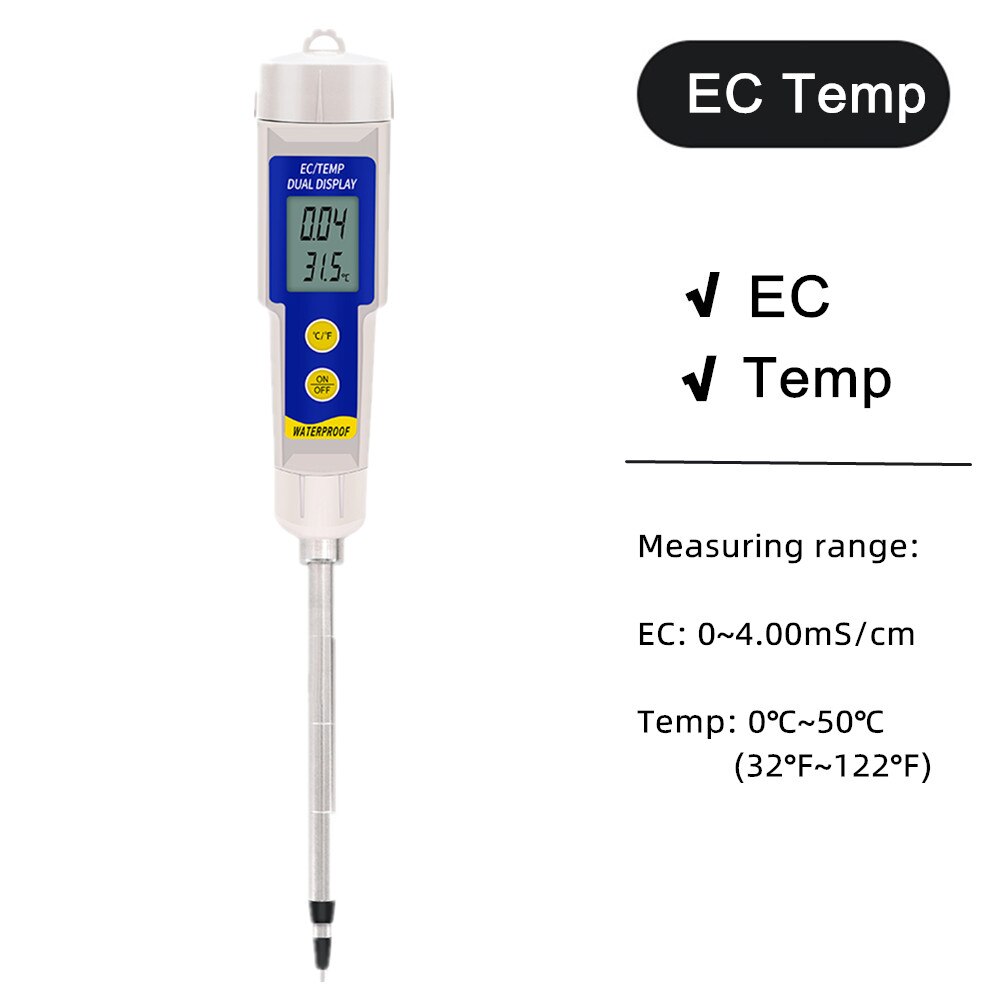 Medidor de Ph y humedad del suelo, medidor EC para el suelo, TDS CF, luz solar, humedad, jardín, Sensor de humedad del suelo opcional: EC Temp