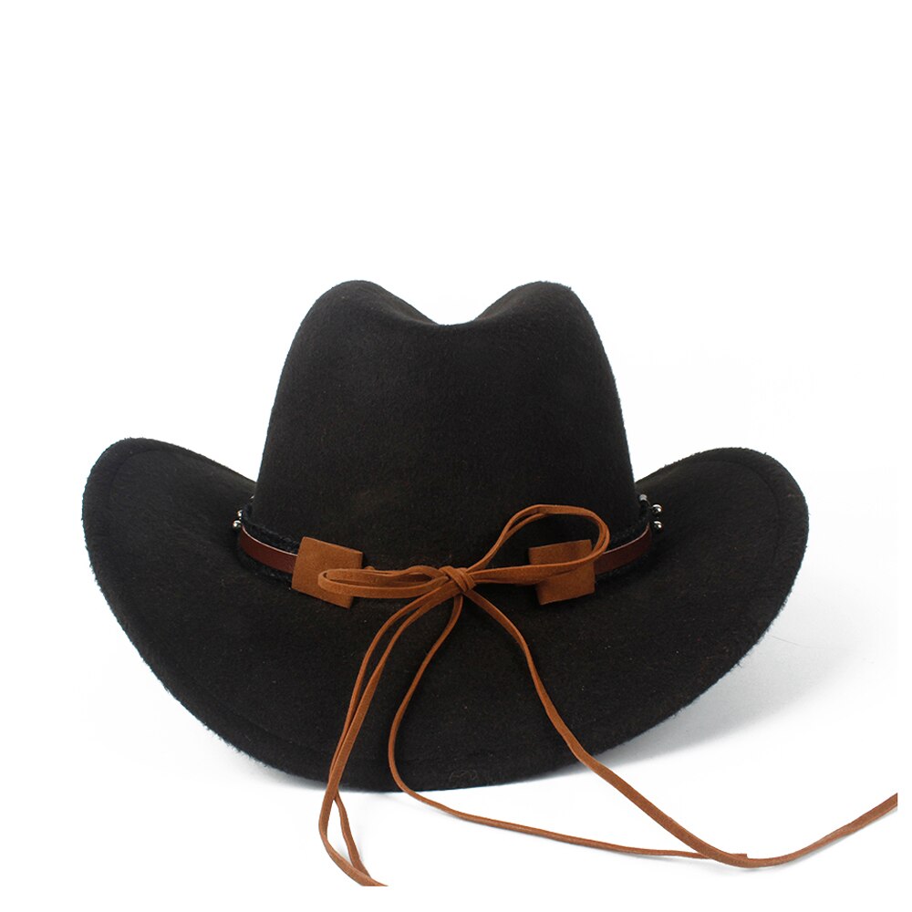 Kvinder mænd uld hul western cowboy hat roll-up brim herre outblack sombrero hombre jazz kasket