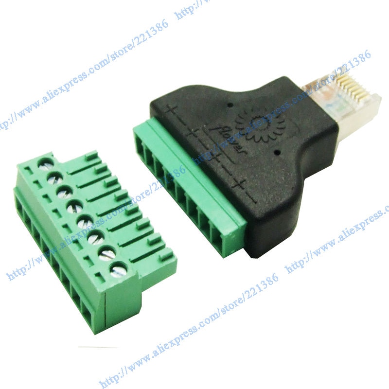 RJ45 connector RJ45 to Screw Terminal Adaptor RJ45 Male to 8 Pin connector RJ45 splitter for CCTV DVR