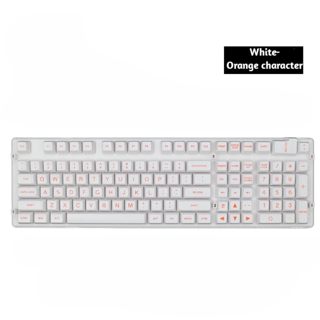 108 Keys SA Profile ABS Keycap Set Ergonomics Double-shot Molding Large Font Opaque Key caps For Mechanical Gaming Keyboard: White-1