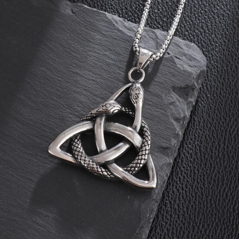Collier classique Vintage Ouroboros Trinity, pendentif amulette à nœud celtique nordique pour hommes et femmes, bijoux de déclaration