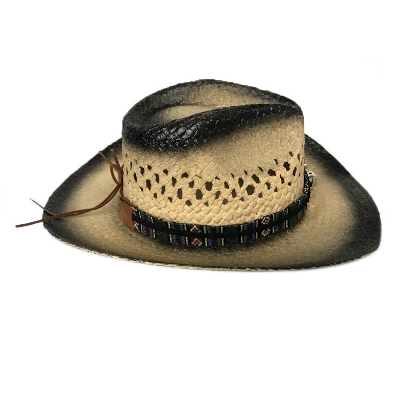 Yy korkealaatuinen härkä western cowboy miehille kesä aurinkolippa hattu ontto leveälierinen jazz olki panama naisten rantalaki  cm19028
