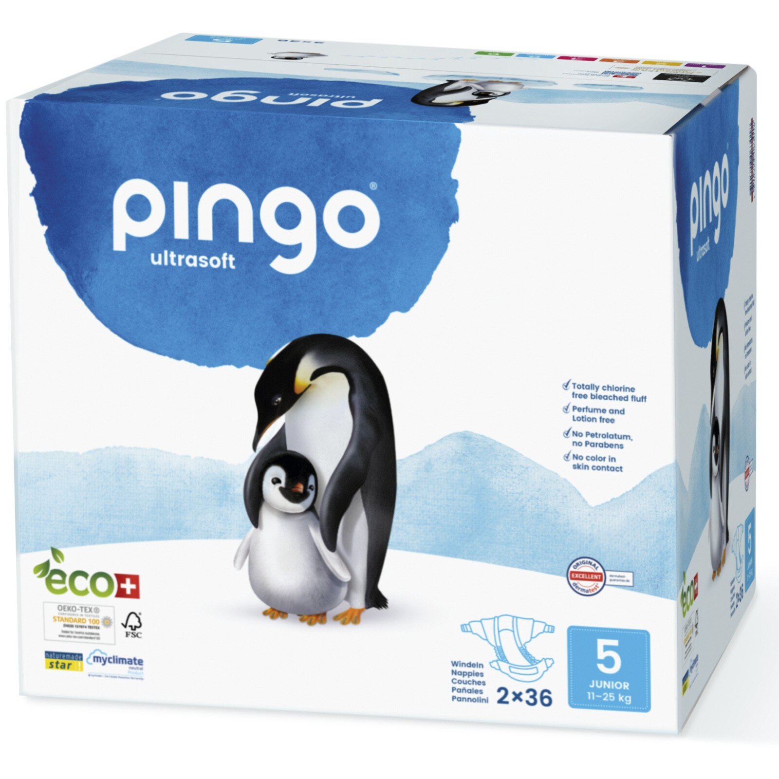 Pañales Ecológicos Pingo Talla 5 Junior - Caja de 2x36