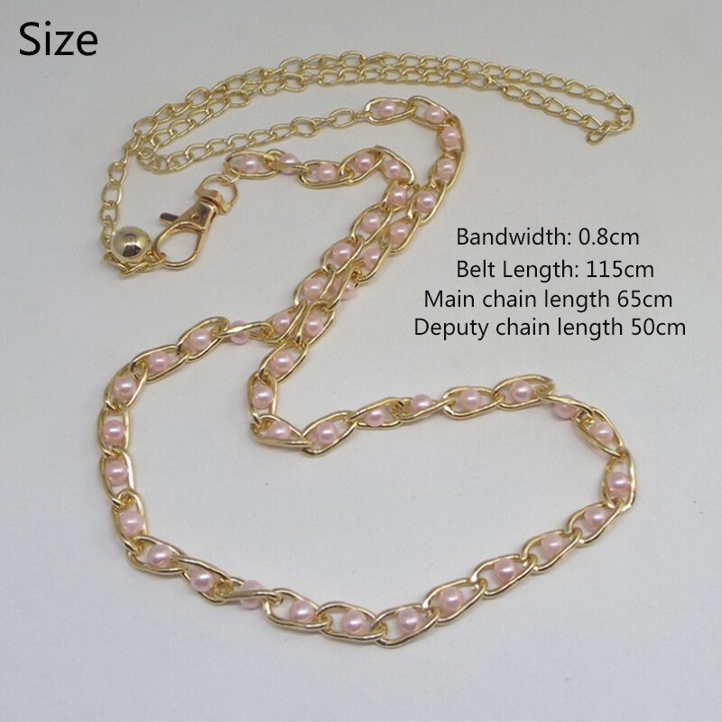 Ladies Metal Adjustable Thin Ladies Waist Chain Women Strap Dress Belt Pearl Decorative Clothes Accessories