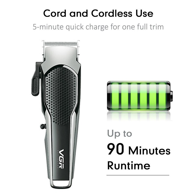 Vgr V-095 kit clippers de cabelo recarregável aparador de corte de cabelo clipper barba aparador de cabelo para homens e mulheres plugue da ue