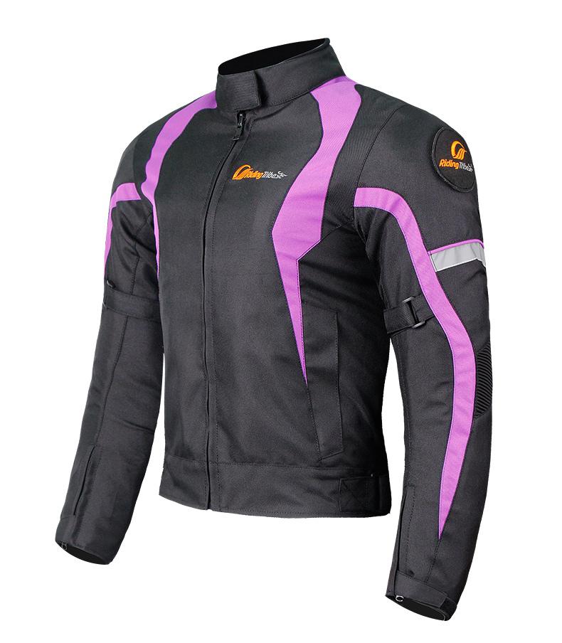 Women Motorcycle Jacket & Pants Suit Keep Warm Winter Touring Motorbike Clothing Protective Gear: Purple / S