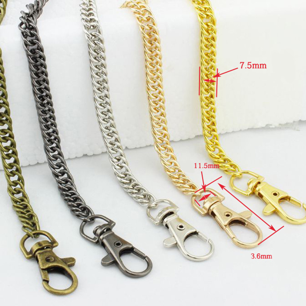 120cm Solid DIY Metal Bag Belts Bag Chain Handbag Shoulder Bags Straps Buckle Handle Black Gold Silver Belt Accessories For Bags