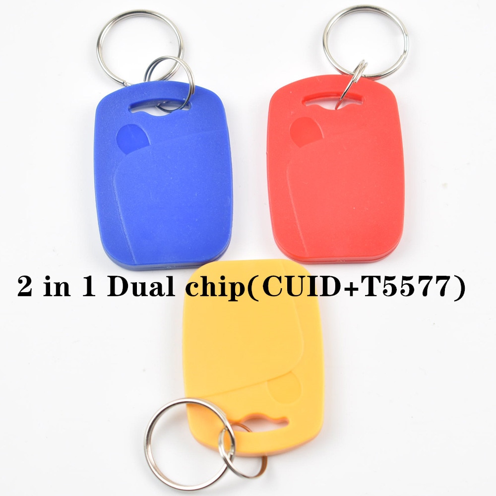 Dual Chip Frequency RFID 13.56Mhz 1K CUID and T5577 125 kHz ID blank card Readable Writable Rewrite for copy clone backup copier