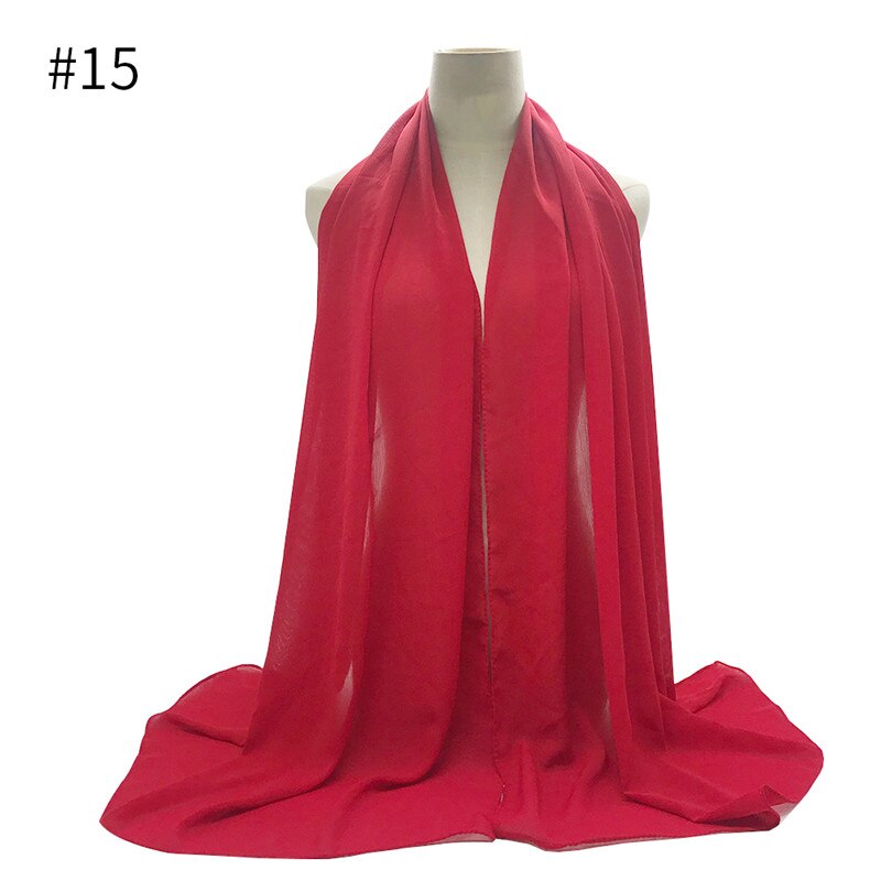 crêpe mousseline hijab écharpe magnifique solide foulards musulmans 10 pièces rides foulards de: 15