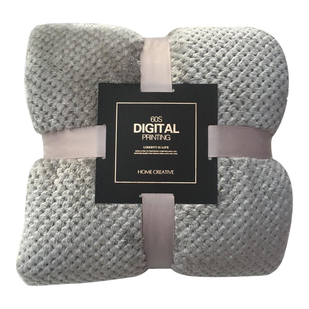 Couverture de lit en molleton à carreaux doux et grandes couvertures en flanelle de maille couverture en molleton de corail respirant épais sur les textiles de maison de lit & 2: gray / S