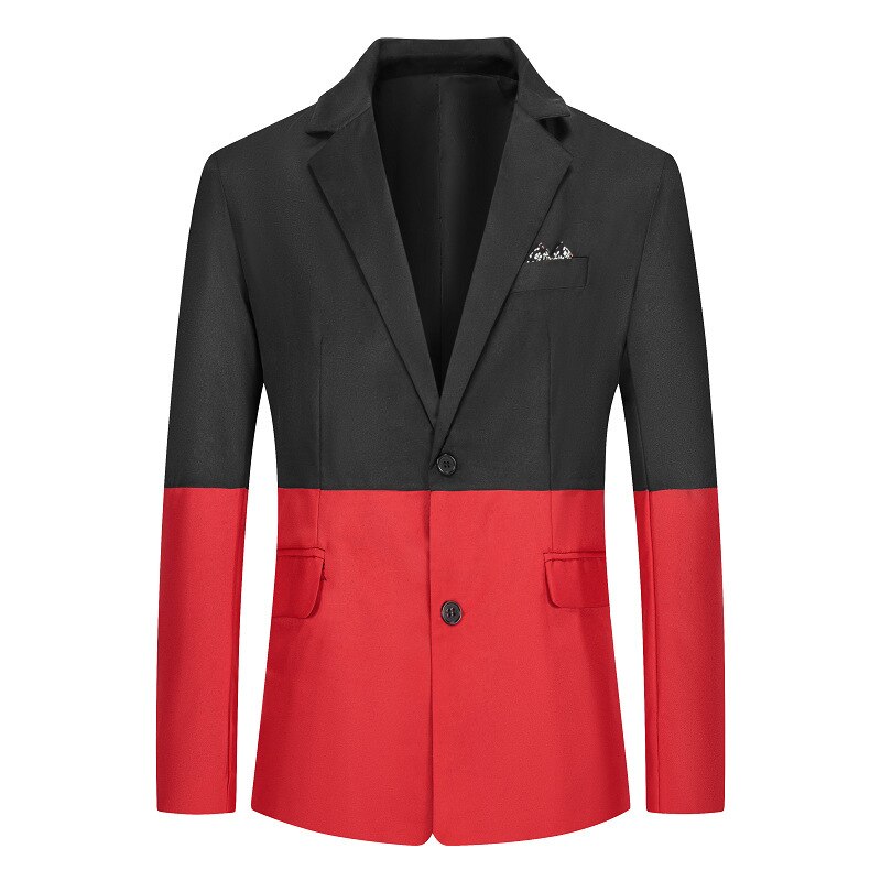 Rood en zwart contrast heren blazer trouwjurk heren blazers slim fit heren pak jas feest dans casual heren bleiser hombre: Zwart en rood / M
