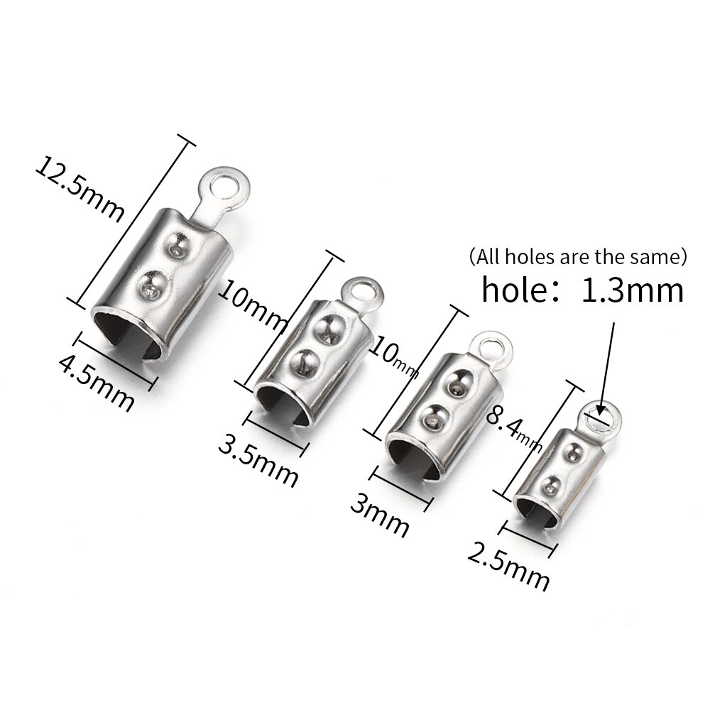 30 teile/los Edelstahl Bucht Verschlüsse Kabel Ende Kappen Leder Clip Spitze Falten crimpen Korn Anschlüsse Für DIY Schmuck Machen erkenntnisse
