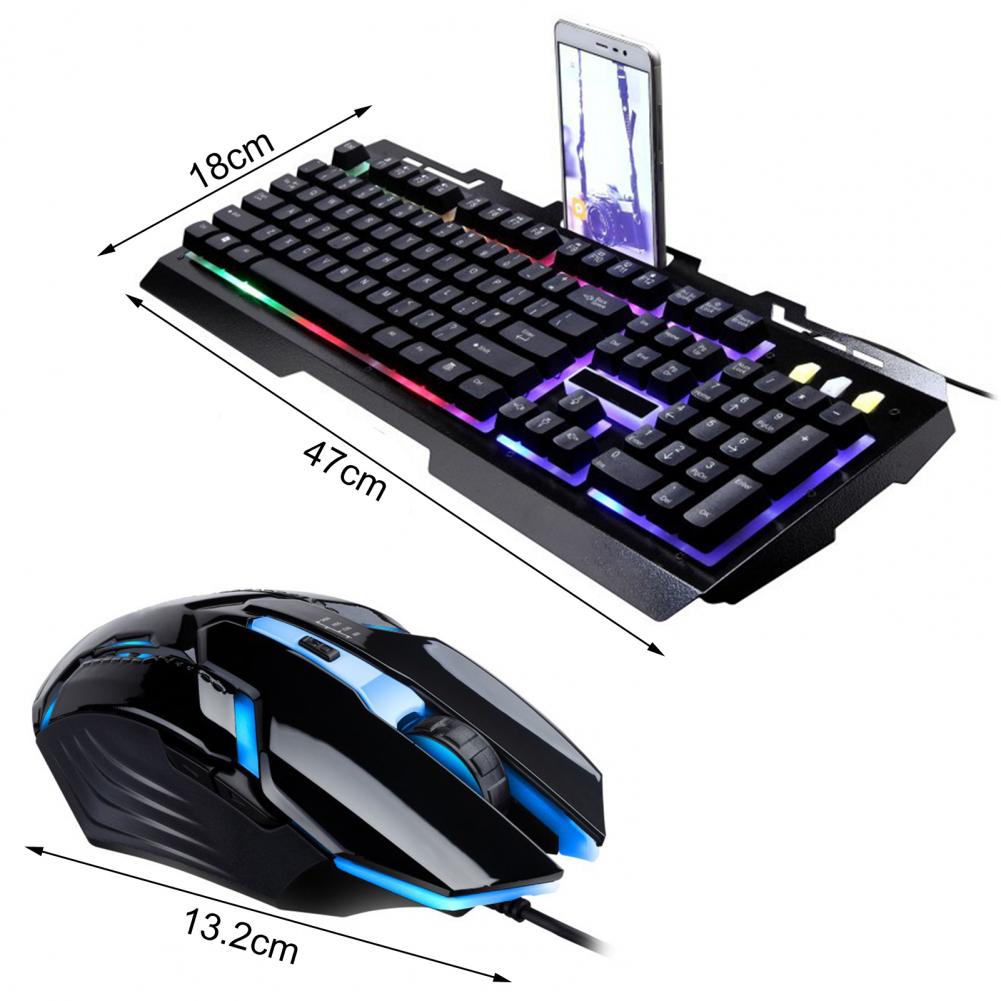 G700 Luminous RGB Light USB Wired Mouse + 104Keys Keyboard 2400DPI Adjustable Metal Office Gaming Keyboard and Mouse Set