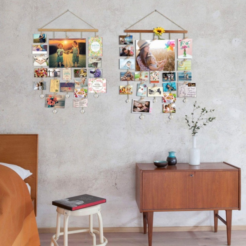 20Pcs Clip Photo Hanging Clips Photo With Crystal Pendant Collage Display Home Bedroom Wall Decoration for Picture Craft