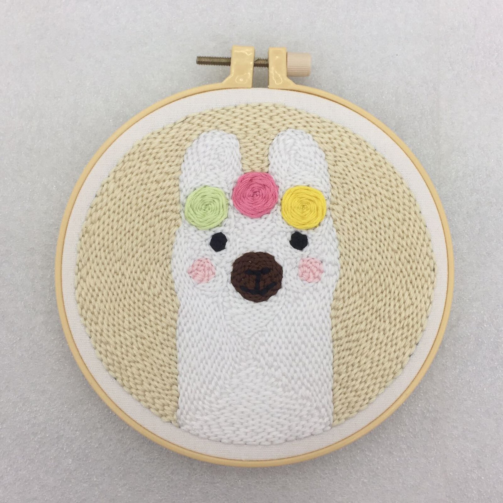 1 Set Punch Needle Embroidery Starter Kits Threader Fabric Embroidery Needles: Alpaca