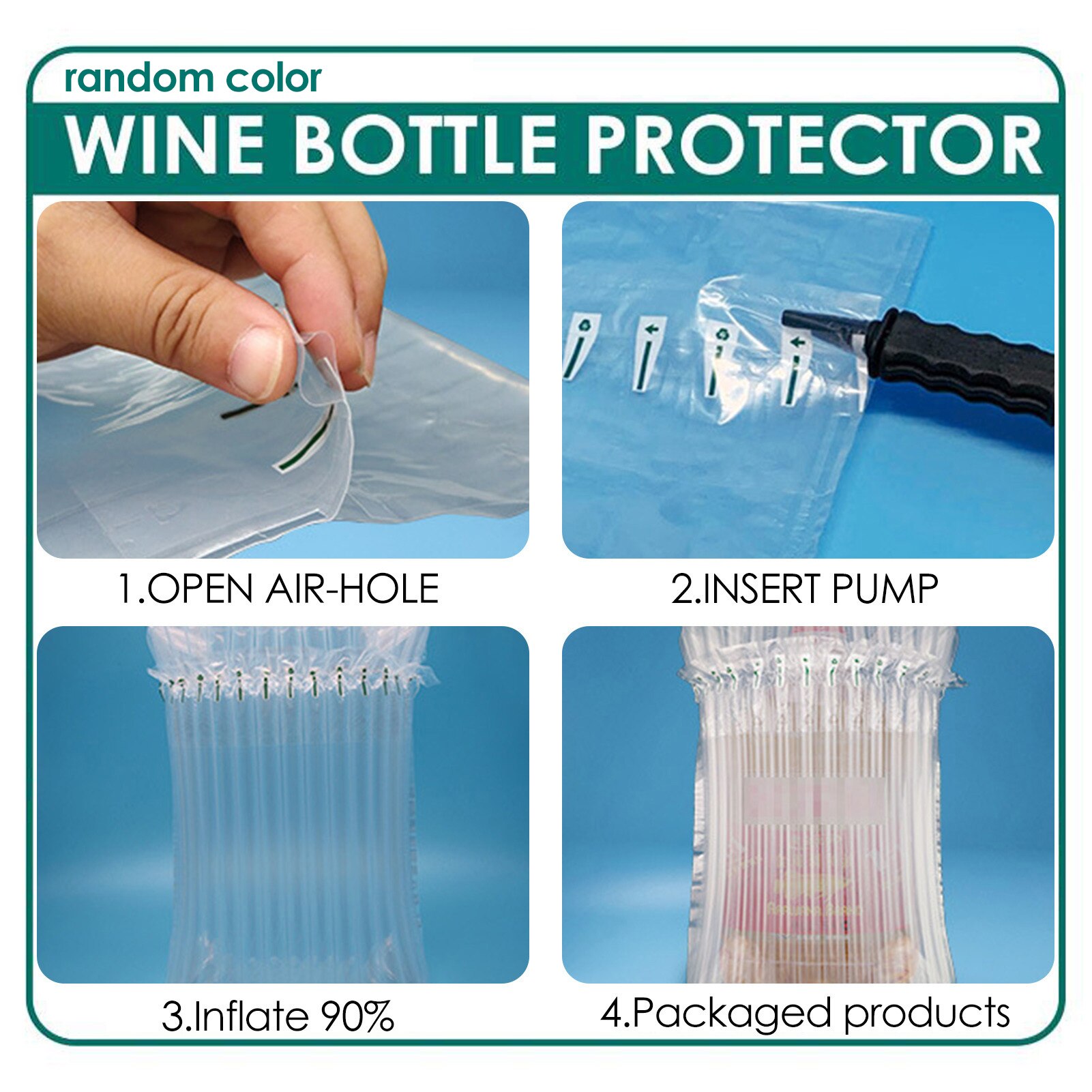 Sac d&#39;emballage de Protection de bouteille de vin, bouteille en verre, colonne d&#39;air gonflable, sac de Protection avec cylindre gonflable, 25 pièces
