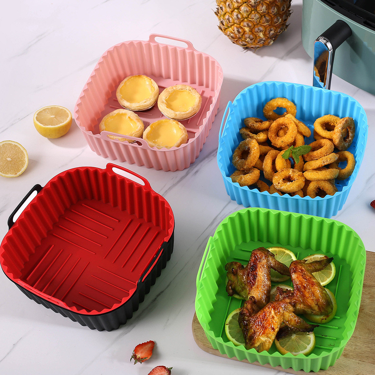 Silicone Multi-color Food Grade Silicone Square Air Fryer Tray for 7QT Air Fryer
