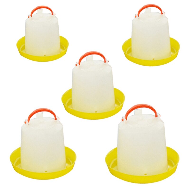 Chicken Waterer Durable Automatic Poultry Water Feeder Drinker with Handle Hanging Poultry Water Container with Outlet