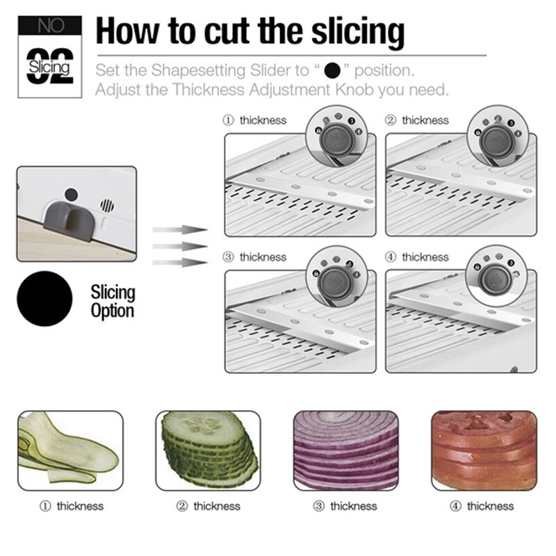 Multi-Function Slicer Manual Stainless Steel Blade Adjustable Vegetable Onion Potato Slicer Food Kitchen Tools