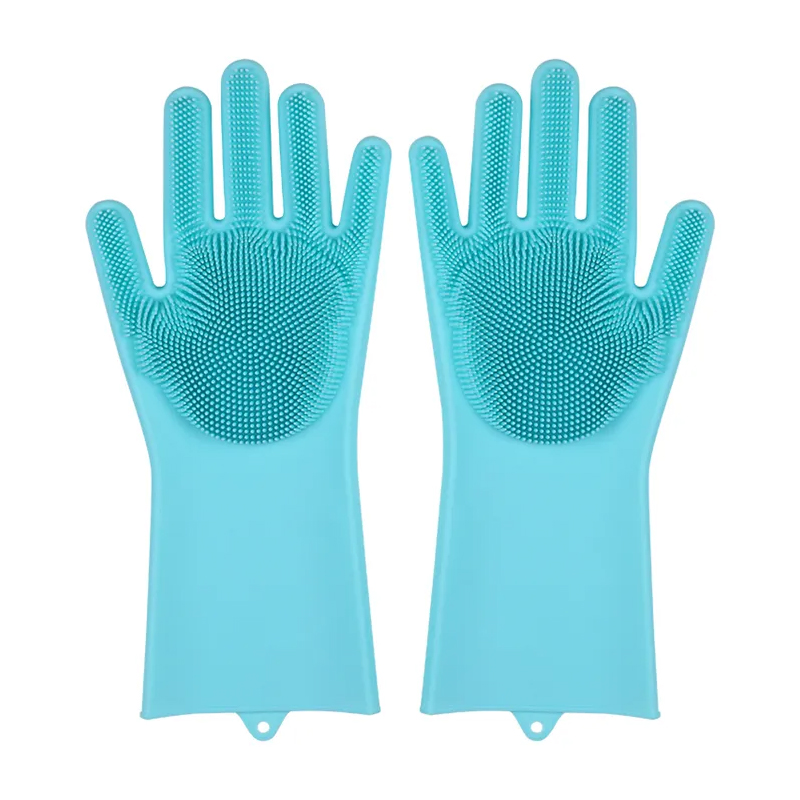 Gants magiques de nettoyage de la vaisselle en caoutchouc Silicone, 1 paire, pour l'entretien de la maison, éponge à récurer, outils de nettoyage de la cuisine: Bleu