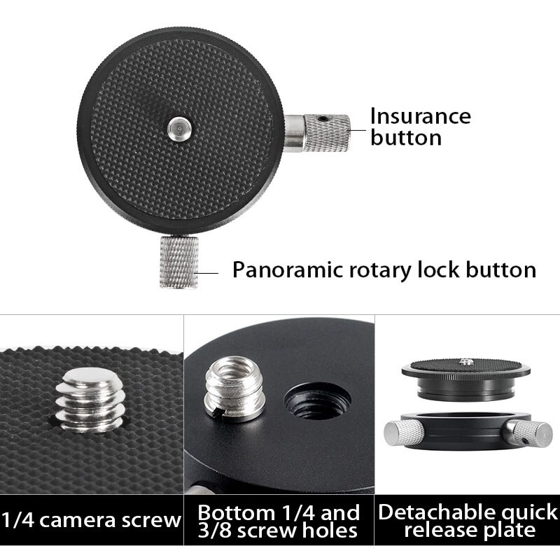 360 graders roterande stativhuvud kamerabild panoramahuvud för dslr-kamera monopod stativ fotovideo med 1/4 3/8 skruvadapter