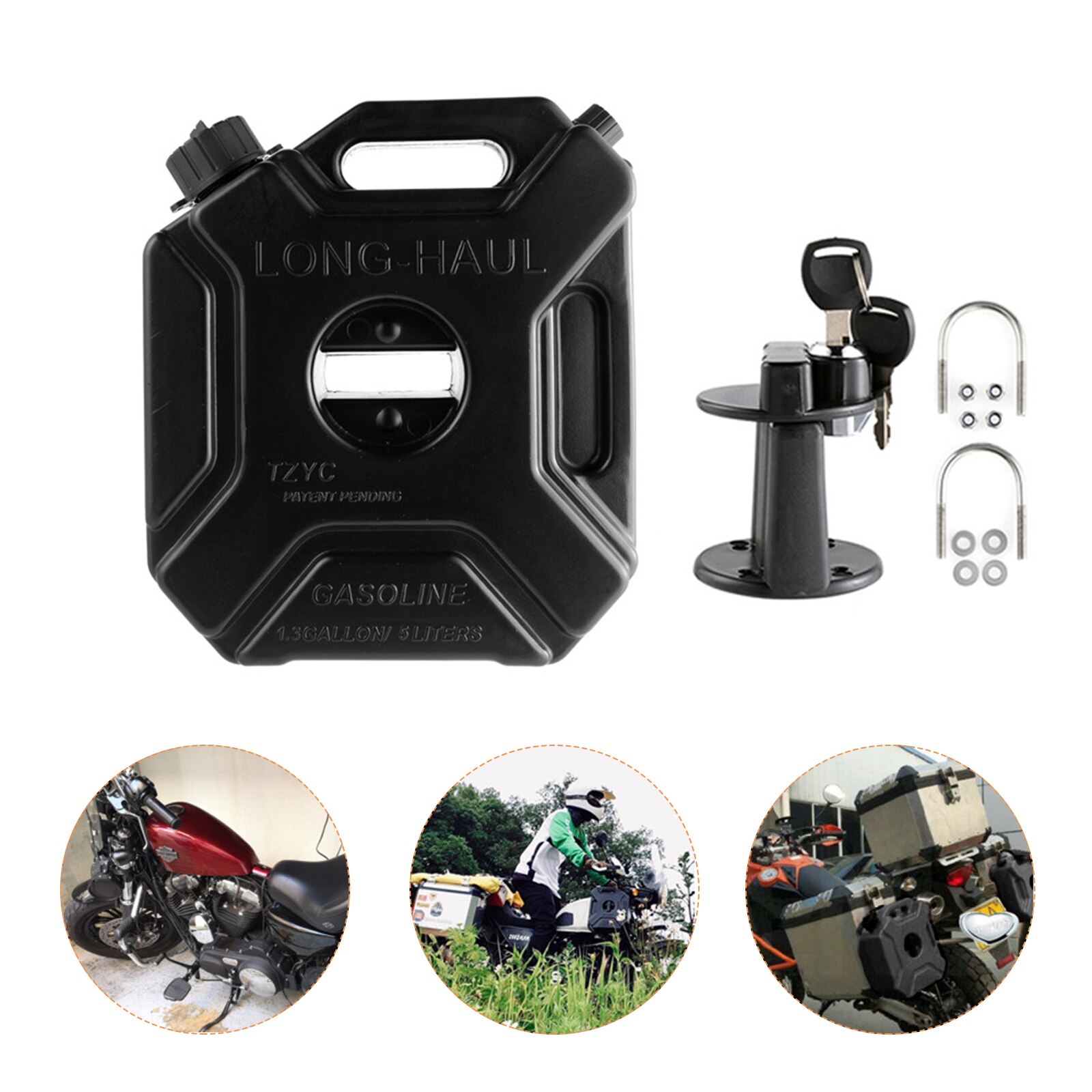 Réservoir de carburant pour essence Diesel 5l, noir, réservoir de secours pour moto, avec clé de verrouillage