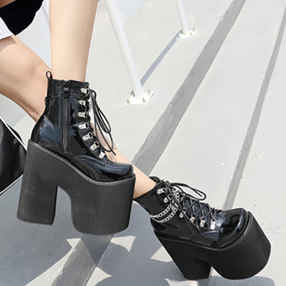 Brand On Big Size 43 Magical Super Thick Platform Extreme Chunky High Heels Cool Ankle Booties Shoes Women Boots Female