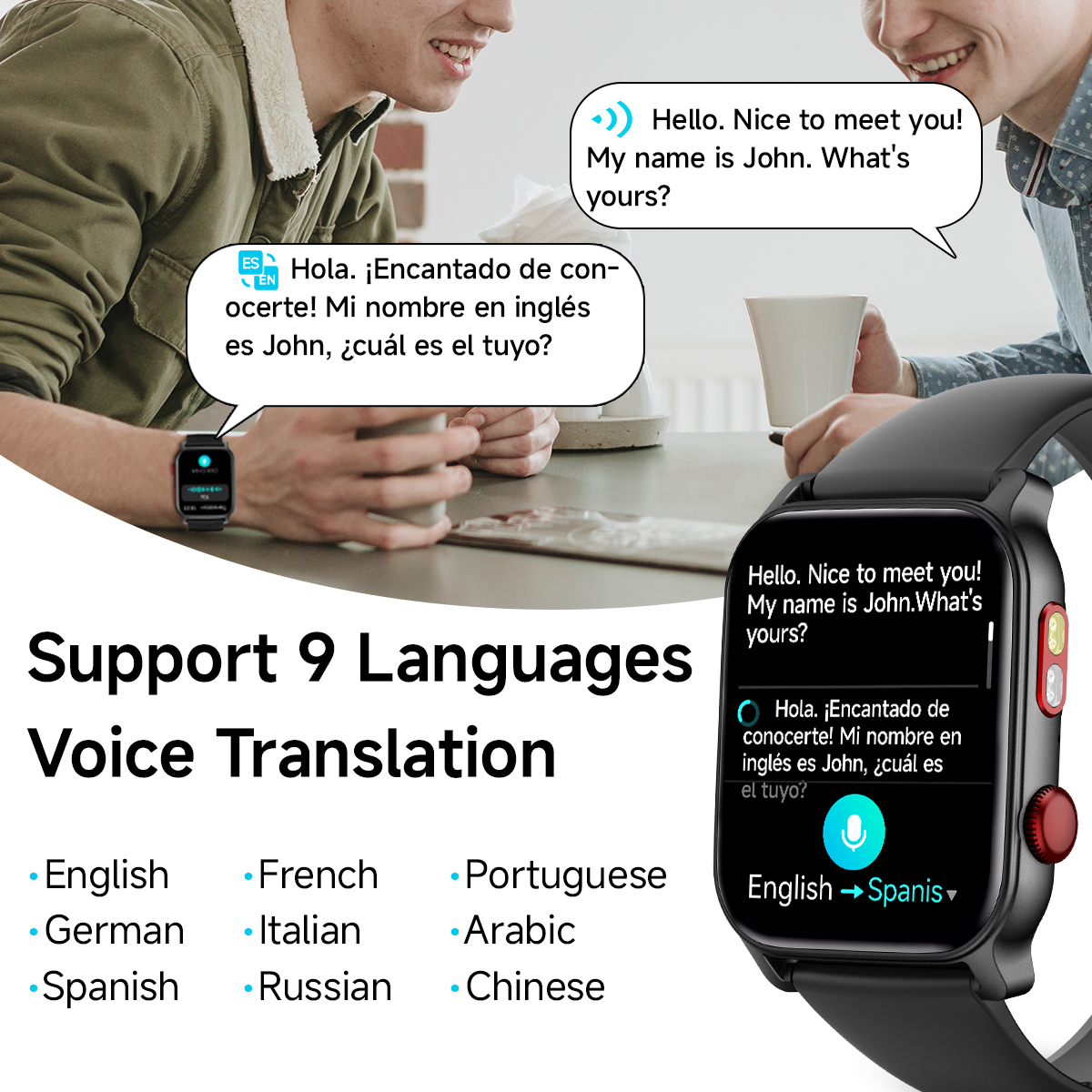 2025 NOVA Tradução AI Smartwatch HT23 IP68 À Prova D 'Água 100 Modo Esportivo 1.83 relógios para homens relógio esportivo feminino