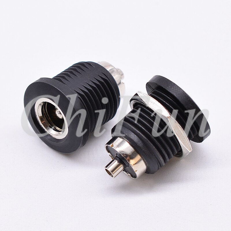 100pcs/lots DC-022D DC power socket female 5.5-2.1mm / 5.5-2.5mm with threaded nut opening 11mm