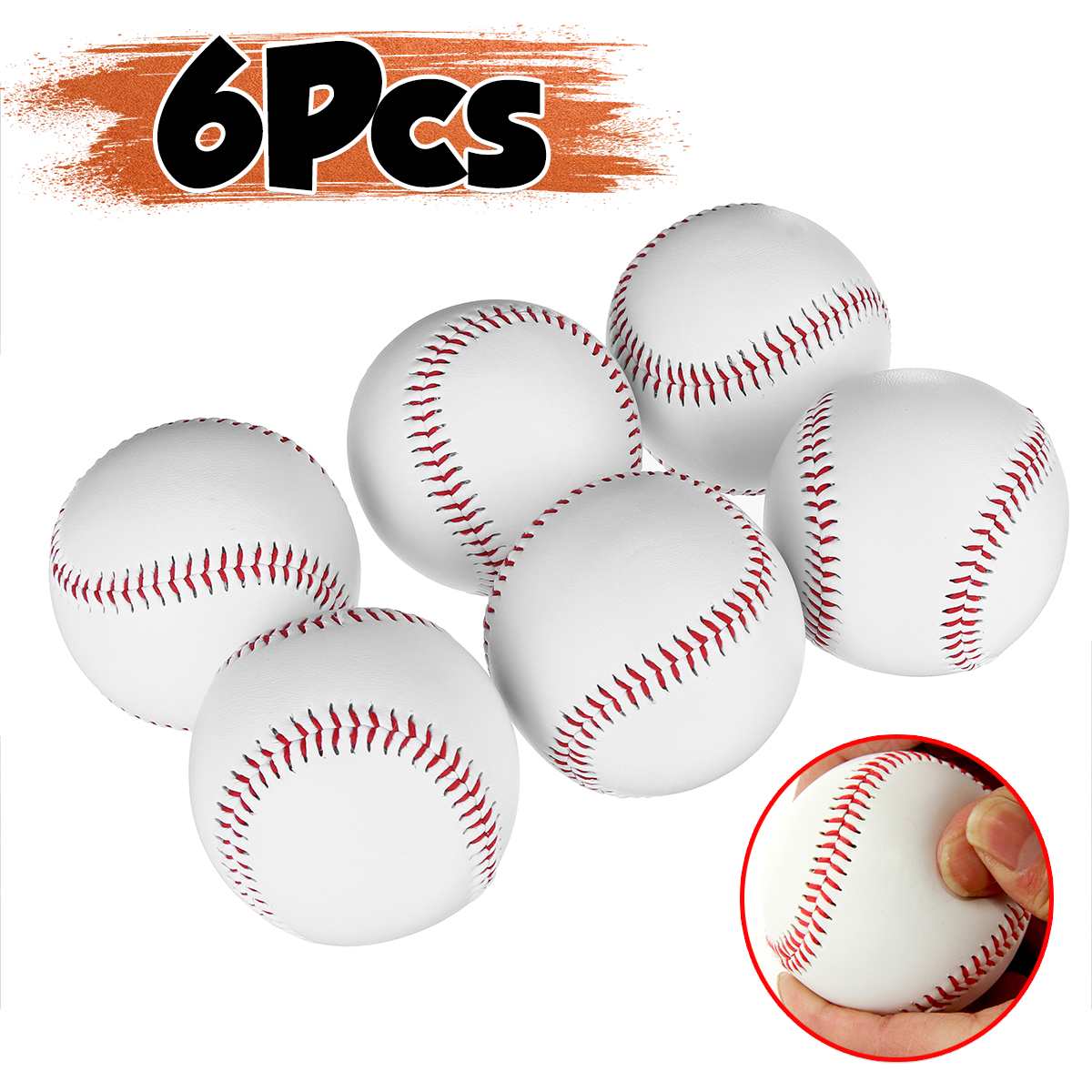 6 Piece 2.75" White Base Ball Baseball Practice Trainning Softball Sport Team Game .