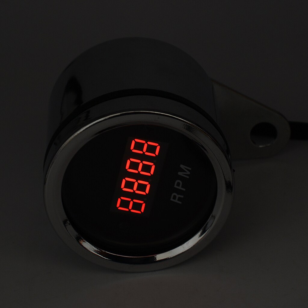 DC 12V Digital Red LED Tachometer Tach Gauge RPM For Motorcycle
