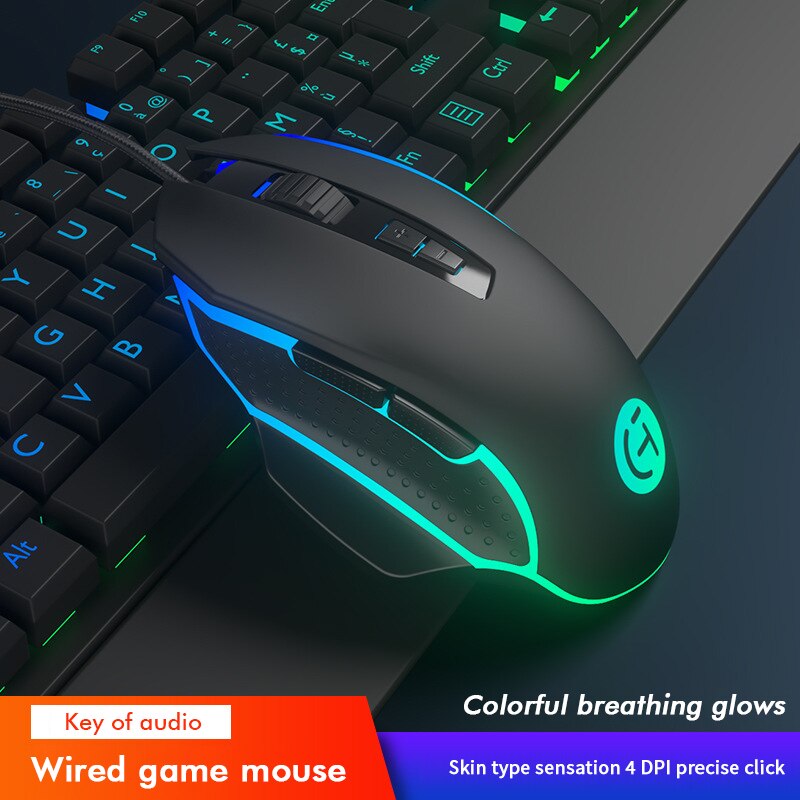 Rgb Backlight Gaming Muis 2400 Dpi Optische 7 Button Usb Muis Met Mute Wired Muizen Voor Desktop Laptop Computer Gamer muis: Colorful light