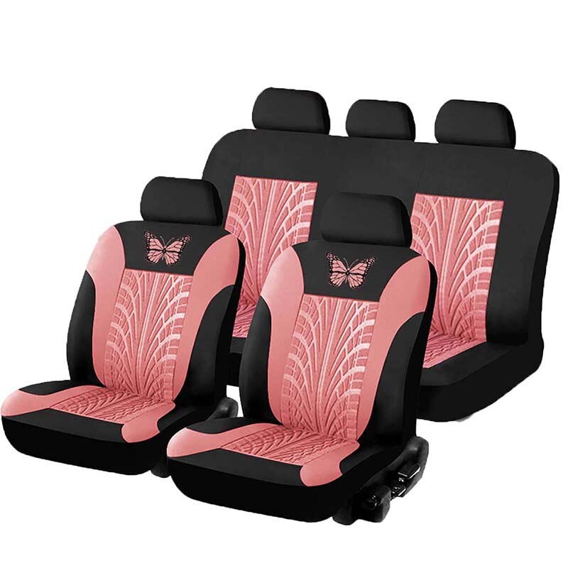 Auton istuinpäälliset yleistyypit sopivat useimpiin autoihin perhoskuvioidut päälliset rengastelan yksityiskohdat muotoilusuojat autoon: A-pinkki täysi setti