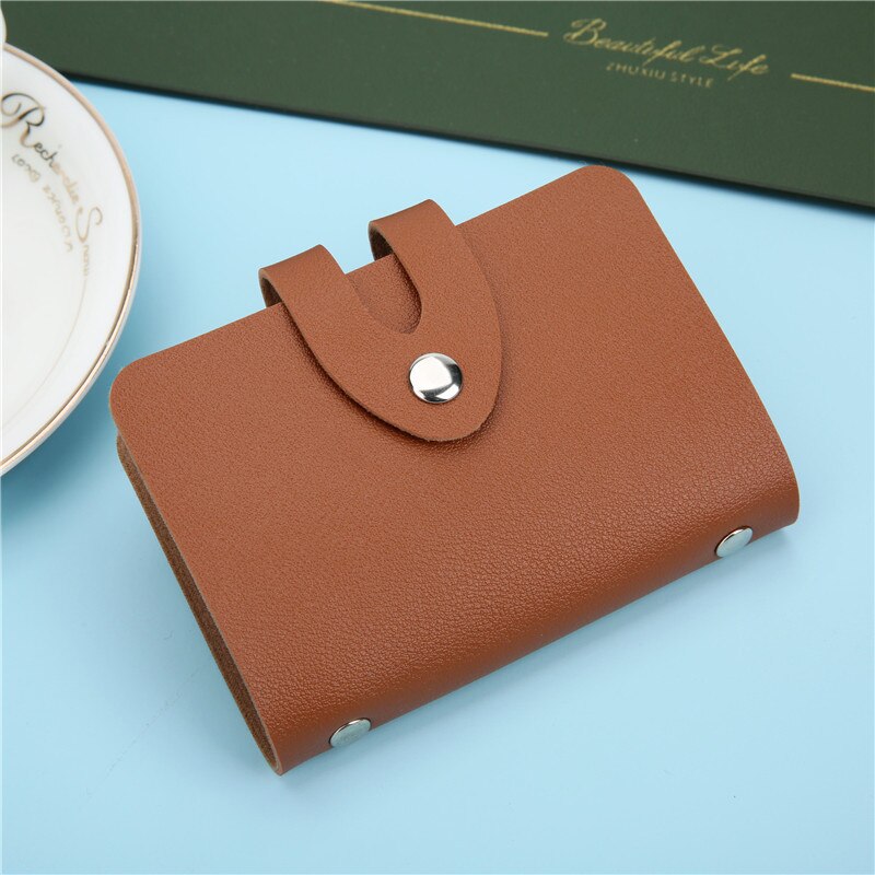 Leather Function 24 Bits Card Case Business Card Holder Men Women Credit Passport Card Bag ID Passport Card Wallet: 6