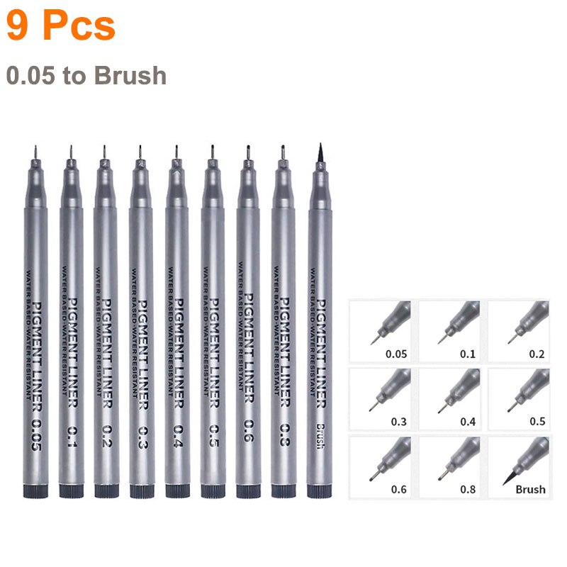 3/5/9 Pcs Painting Needle Pens Art Markers Fast Dry Water Based School Drawing Sketching Journal Writing Stationery Supplies: 9PCS