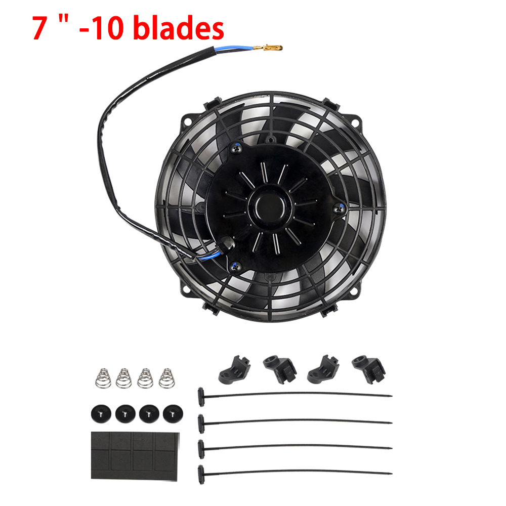 Universal 7/9/10/12/14/16 pulgadas 12V 80W 2100RPM aire acondicionado de coche radiador electrónico ventilador de refrigeración hoja Kit de refrigeración eléctrico
