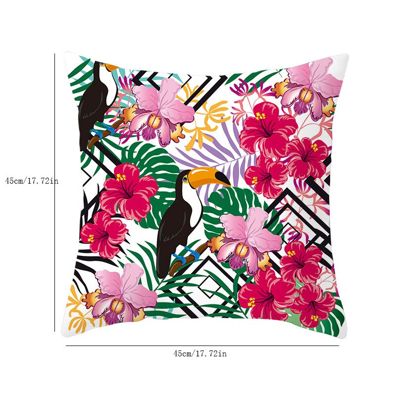 45*45Cm Kids Pasen Dag Tropische Decoratie Print Kussenhoes Polyester Groene Plant Sierkussen Voor Sofa/home Decor Pillowcas