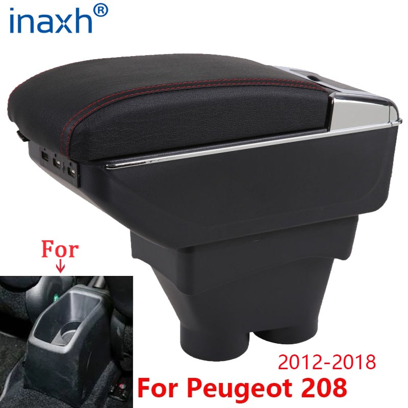 Für Peugeot 208 Armlehne Kasten Lagerung Kasten Auto Halfter Aschenbecher Innen zubehör nachrüsten teile USB