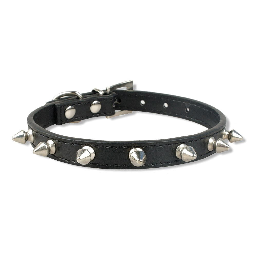 Cool Cat Dog Collar Cats Dog Leather Spiked Studded Collars For Small Medium Dogs Cats Chihuahua 5 Colors: black / L
