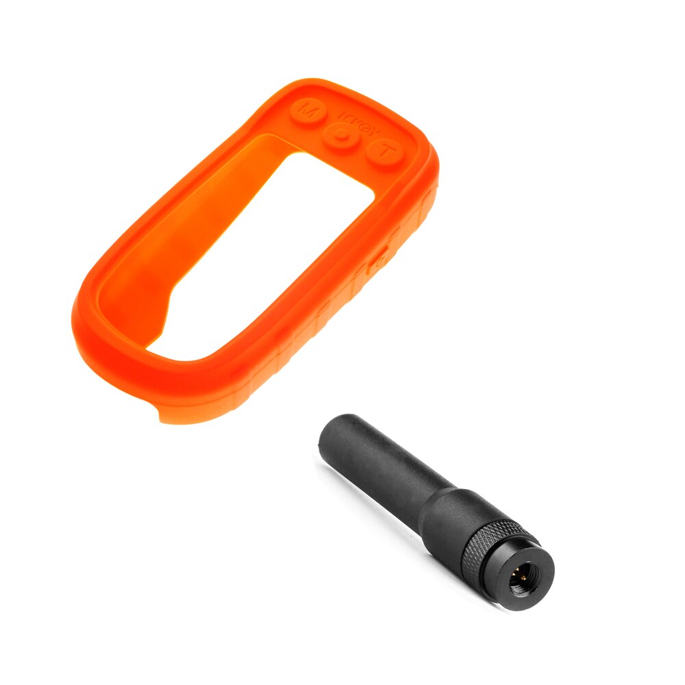 SMA-Male 136-174 MHz Short Soft Antenna + Silicone Protect Case Skin for Handhel GPS Garmin Alpha 100 Alpha100 Accessories: Orange