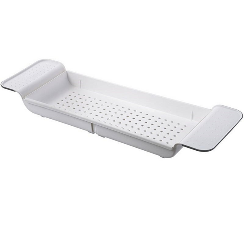 Multifunktions badekarstativ mobiltelefon skridsikker beslag opbevaringsbræt til badekar bakke hylde kar køkkenvask afløbsholder: Hvid