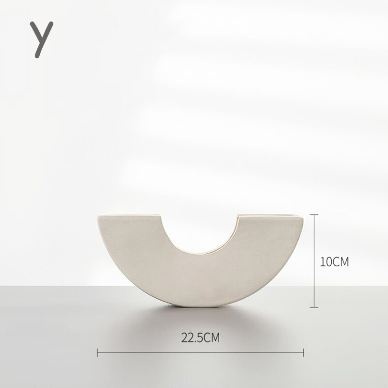 Ceramics Vase Home Decor Flower Vase Modern Geometric Abstraction Decorative Vases Room Decor Flower Pot Wedding Decoration: Y