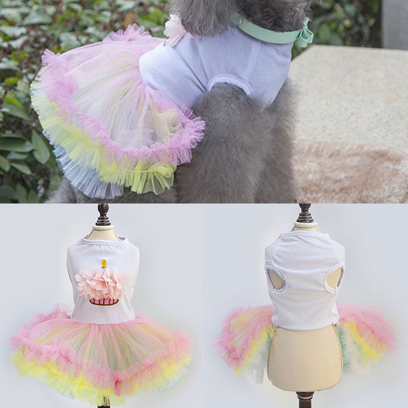 Carino canna Vestito Dal tutù per le Ragazze Cani cucciolo Principessa Abito Colorato Gonna di Pizzo animale domestico Vestiti Cupcake Abbigliamento per cagnolino XL